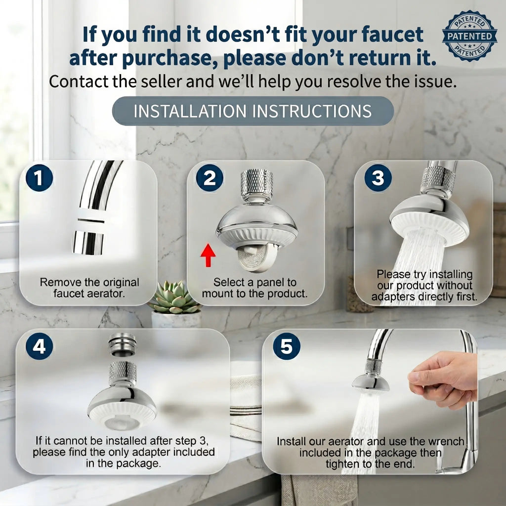 Swivel Faucet Aerator,3-Function Faucet Nozzle,360° Big Angle Rotate Kitchen Sink Faucet Attachment,Faucet Extender for Kitchen 55/64 Inch Female Thread,Kitchen Sink Aerator