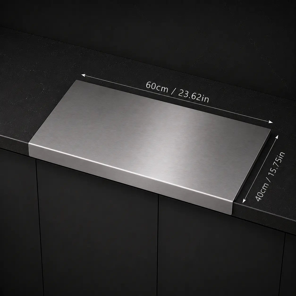 Stainless Steel Chopping Board - Non-Slip Kitchen Cutting Board for Use with Knives, Essential Household Kitchen Accessory Gadget