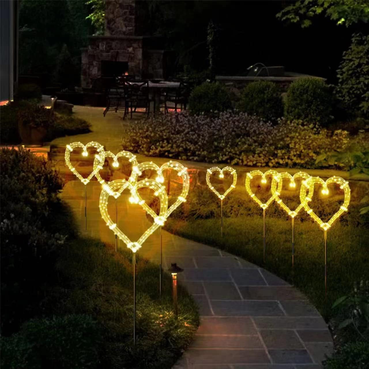 7 Pack Solar Garden Lights, Firework Lights, Solar Light Decorative, 8 Lighting Modes with Remote 120 LED Twinkling Waterproof Landscape Outdoor Decor for Garden Pathway Lawn Decor (Warm White)