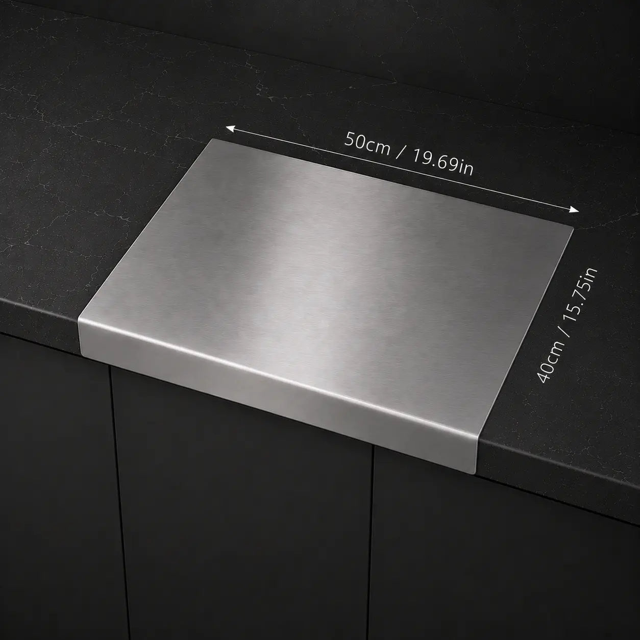 Stainless Steel Chopping Board - Non-Slip Kitchen Cutting Board for Use with Knives, Essential Household Kitchen Accessory Gadget