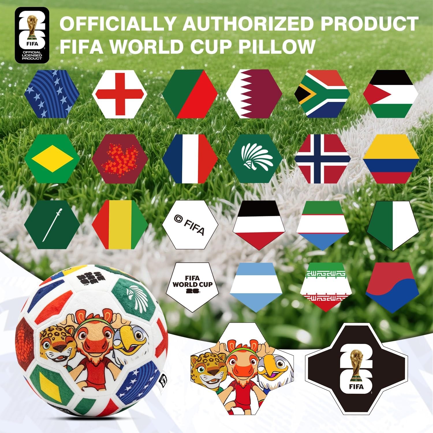 FIFA World Cup 2026 Soccer Ball Plush for Kids - Official 11.8Inch Soccer Plush Toy Pillow with Trophy Design - Soft Soccer Stuffed Animal for Room Decor, World Cup 2026 Merchandise