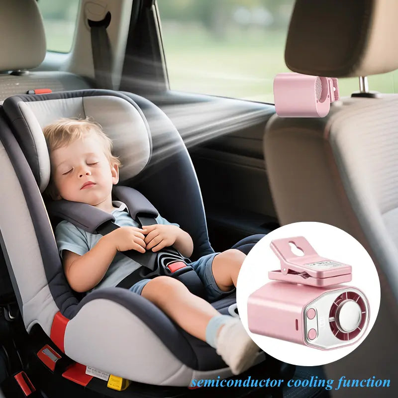 【Fathersdaygift & 3-Days Shipping】Joytutus Semiconductor Cooling Car Clip on Fan - 360° Rotation, 100 Speeds Adjustable, LED Display, USB Rechargeable, Wide Clamp, 16℃ Semi-Cooling, 20Hr 3000Mah Battery, Personal Summer Fan for Car Sunvisor Backseat