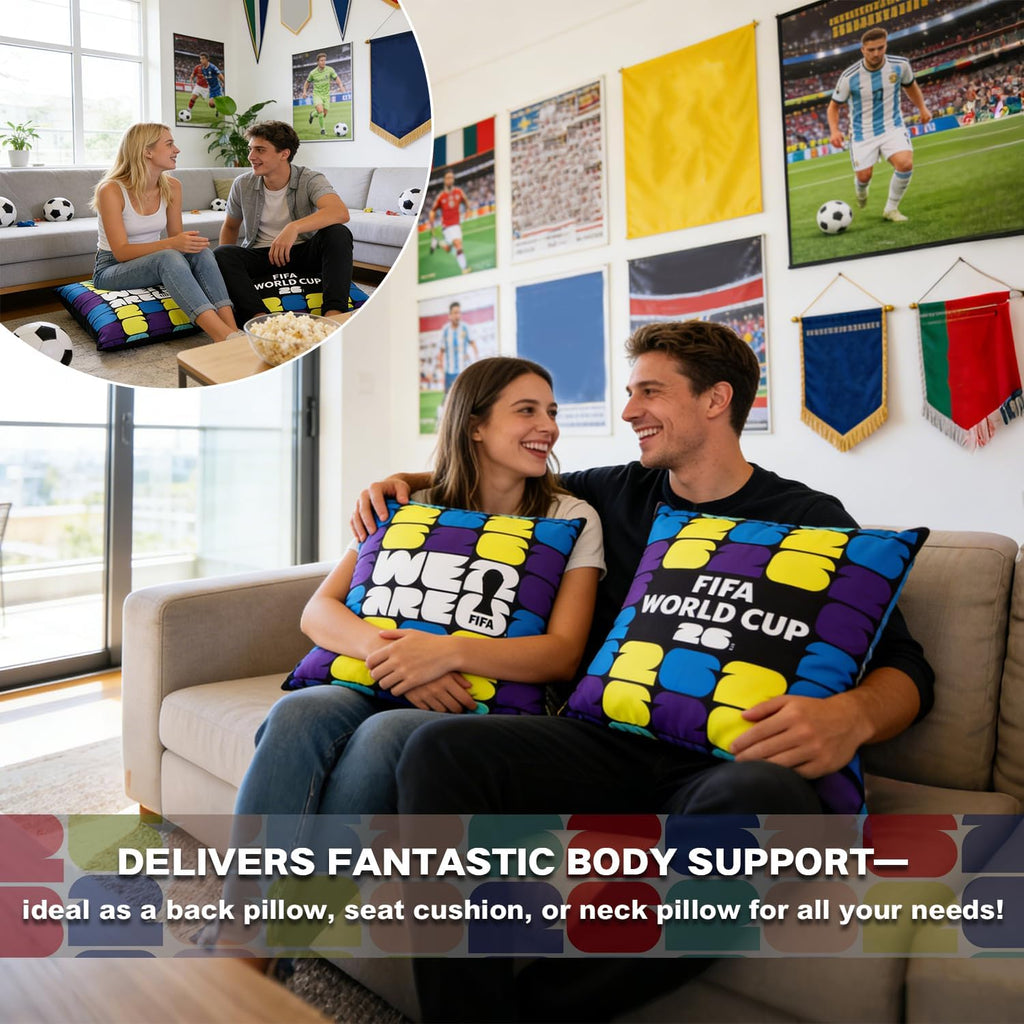 FIFA World Cup 2026 Trophy Throw Pillow - Official FIFA World Cup 2026 Merchandise - 18X18 Inch Plush Pillow Cushion for Bedroom, Sofa, Home Decor - Collectible Gift for Soccer Fans