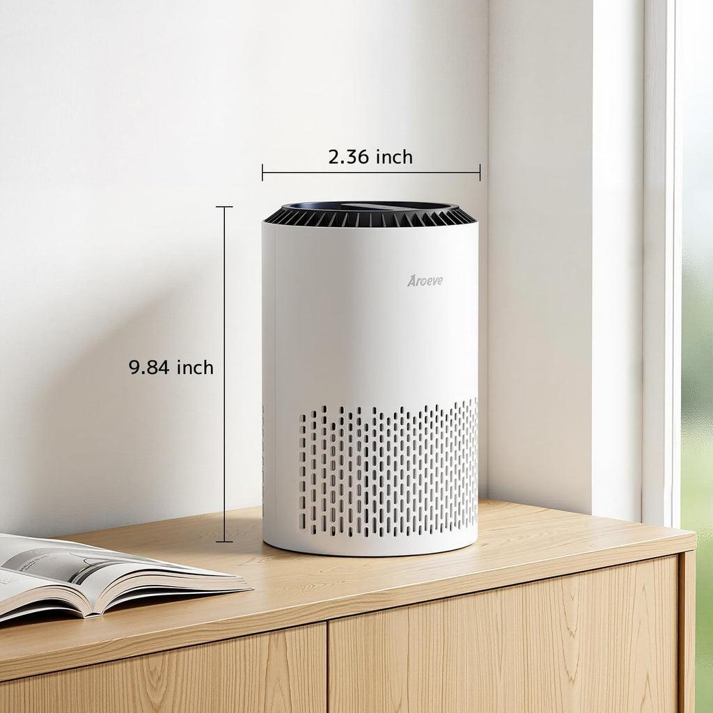Air Purifiers for Bedroom Home, Air Purifier for Smoke Pollen Dander Hair Smell Air Cleaner with Sleep Mode Speed Control for Bedroom Office, MK01- White(Available for California)