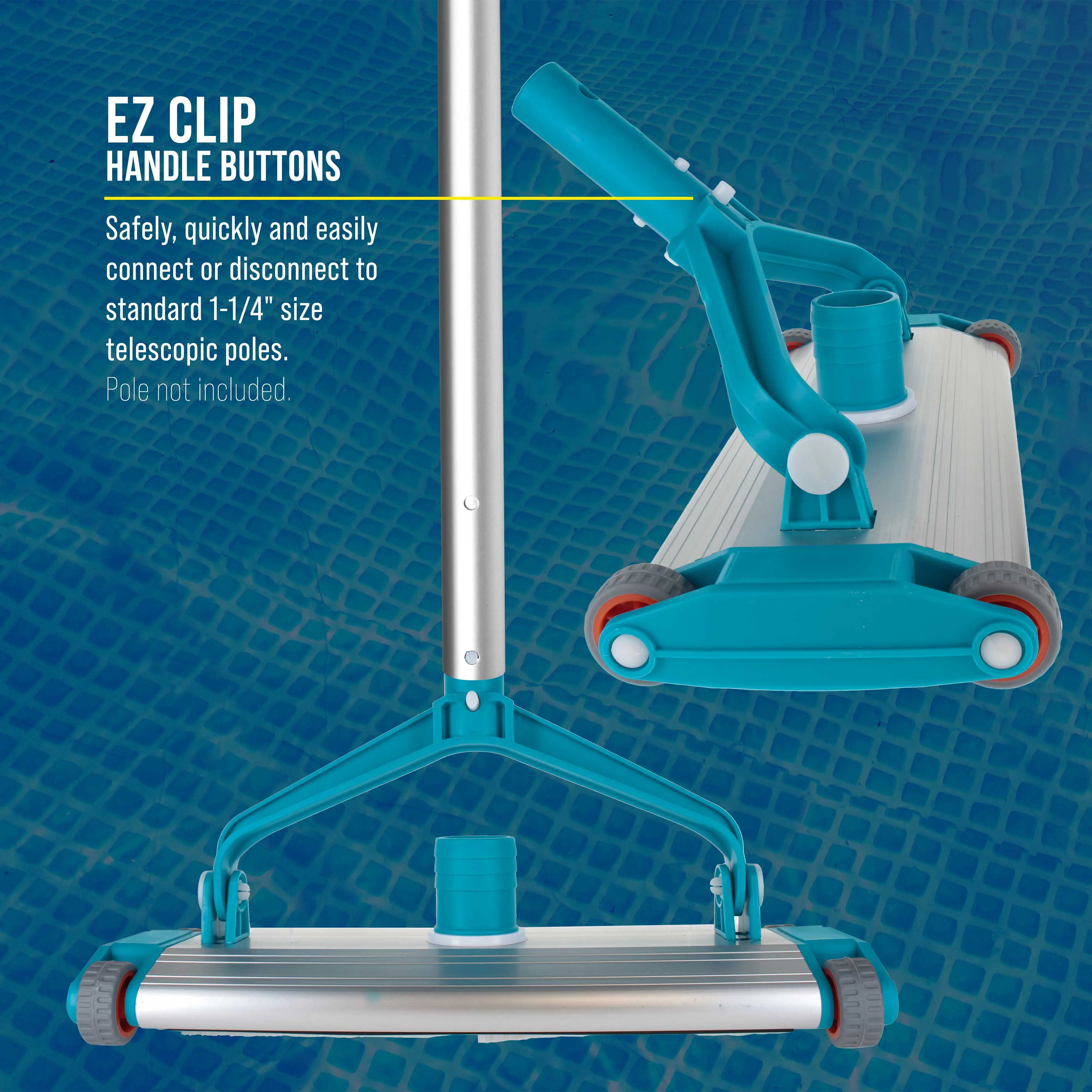 U.S. Pool Supply Heavy-Duty 13.5" Weighted Pool Vacuum Head with Aluminum Body - Manual Inground Vacuum Head, Scrub Bristles, 1-1/2" Swivel Hose Connection