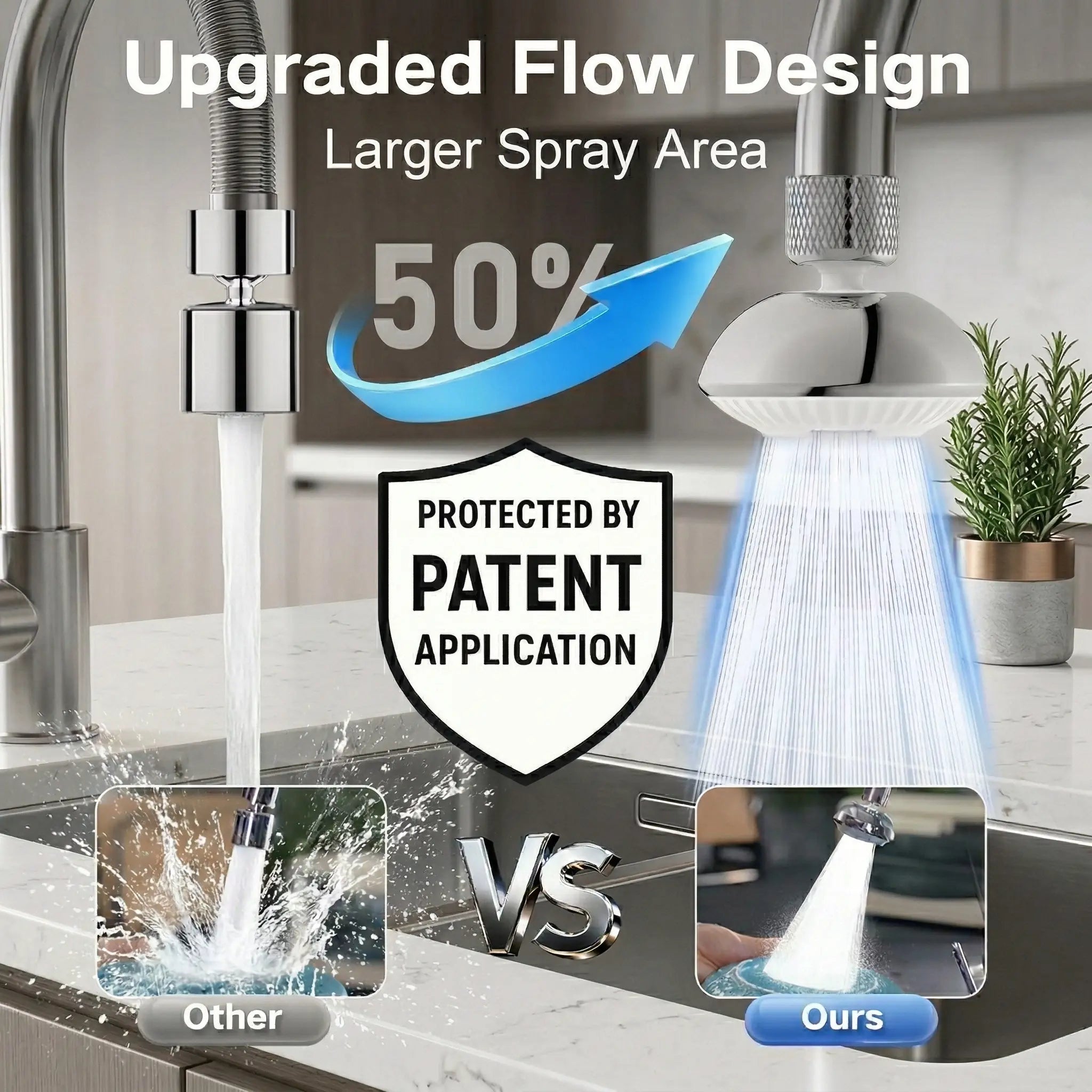 Swivel Faucet Aerator,3-Function Faucet Nozzle,360° Big Angle Rotate Kitchen Sink Faucet Attachment,Faucet Extender for Kitchen 55/64 Inch Female Thread,Kitchen Sink Aerator