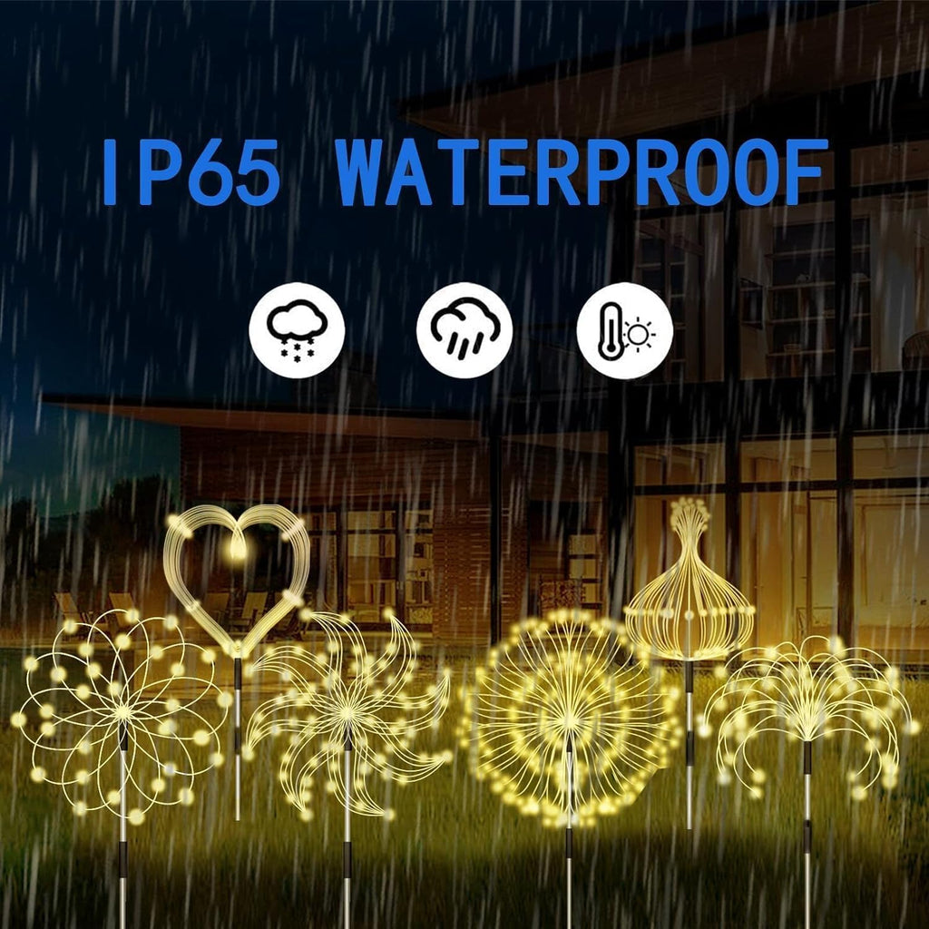 7 Pack Solar Garden Lights, Firework Lights, Solar Light Decorative, 8 Lighting Modes with Remote 120 LED Twinkling Waterproof Landscape Outdoor Decor for Garden Pathway Lawn Decor (Warm White)