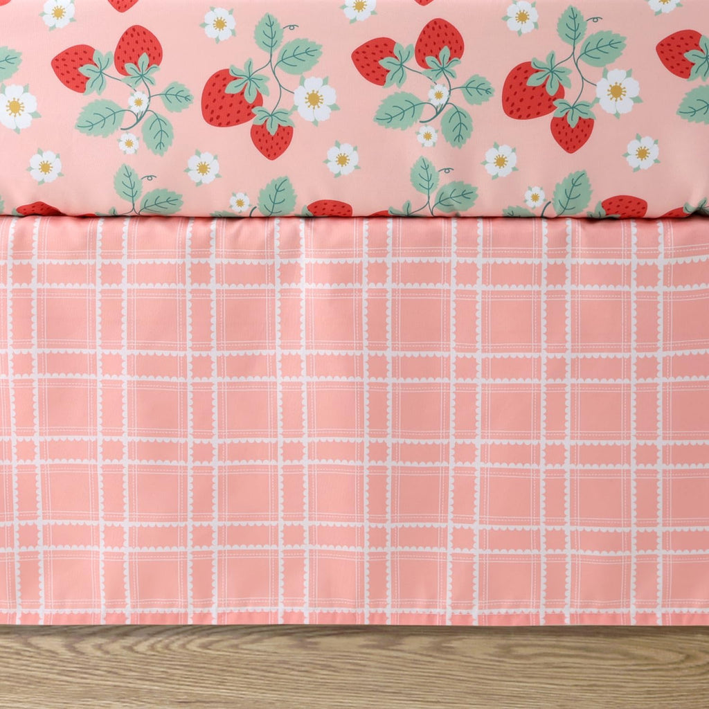 Strawberry Sweet 3-Piece Baby Girl Crib Bedding Set – Pink Nursery Bedding, Crib Comforter & Decor for Newborns and Toddlers