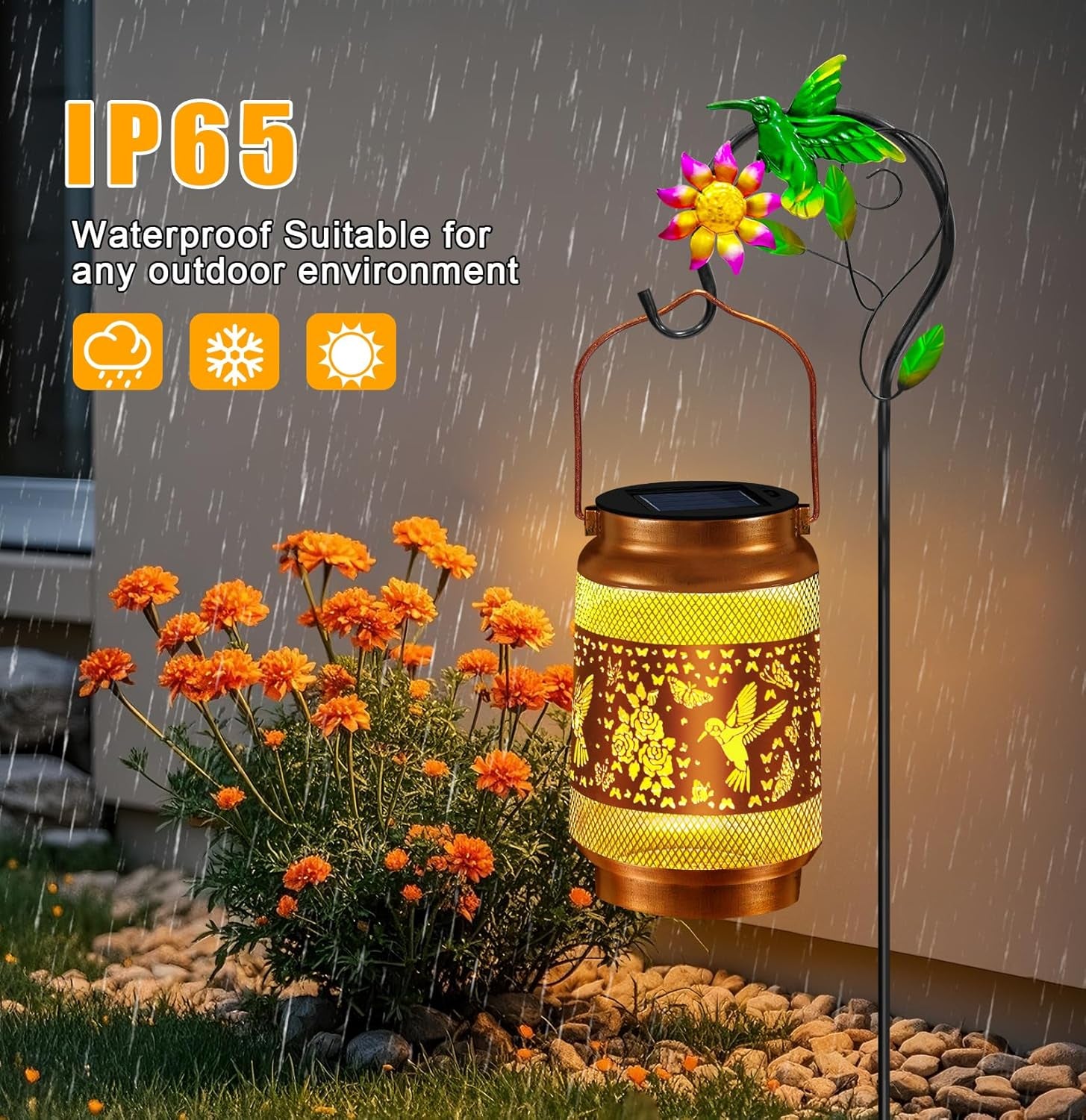 Mothers Day Gifts, Hummingbird Solar Lanterns Outdoor Waterproof, Hanging Solar Lights Garden Lanterns with Shepherd Hook, Metal Garden Decor for Yard Patio Lawn, Gifts for Women Mom