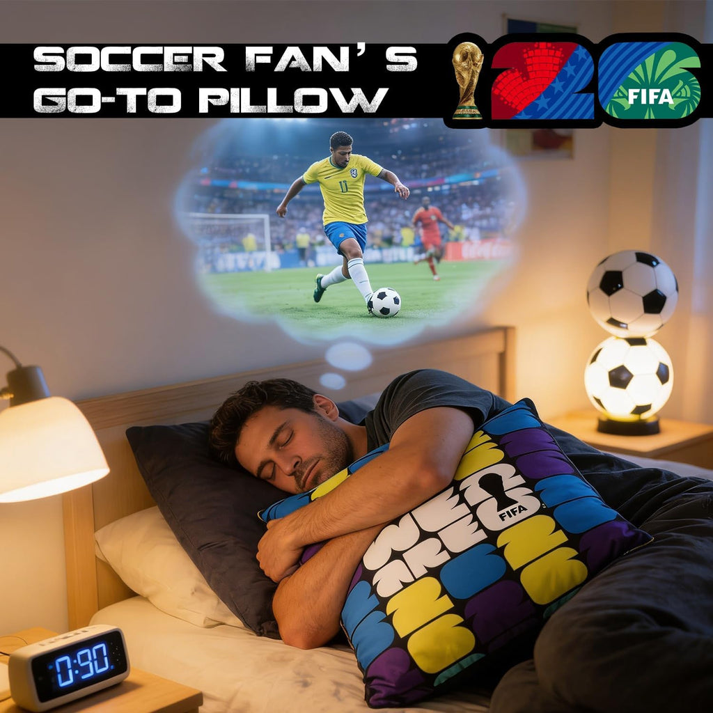 FIFA World Cup 2026 Trophy Throw Pillow - Official FIFA World Cup 2026 Merchandise - 18X18 Inch Plush Pillow Cushion for Bedroom, Sofa, Home Decor - Collectible Gift for Soccer Fans