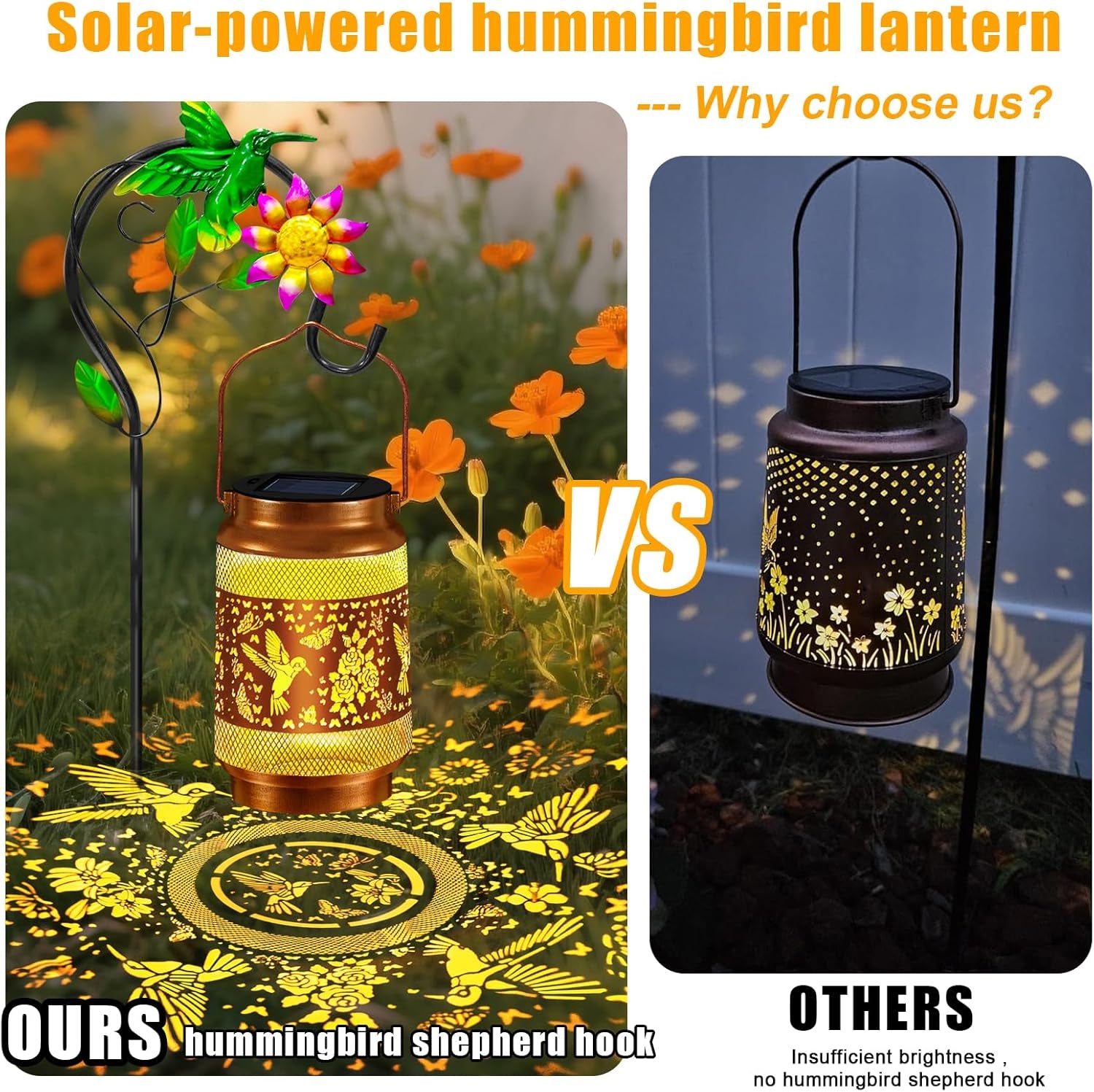 Mothers Day Gifts, Hummingbird Solar Lanterns Outdoor Waterproof, Hanging Solar Lights Garden Lanterns with Shepherd Hook, Metal Garden Decor for Yard Patio Lawn, Gifts for Women Mom