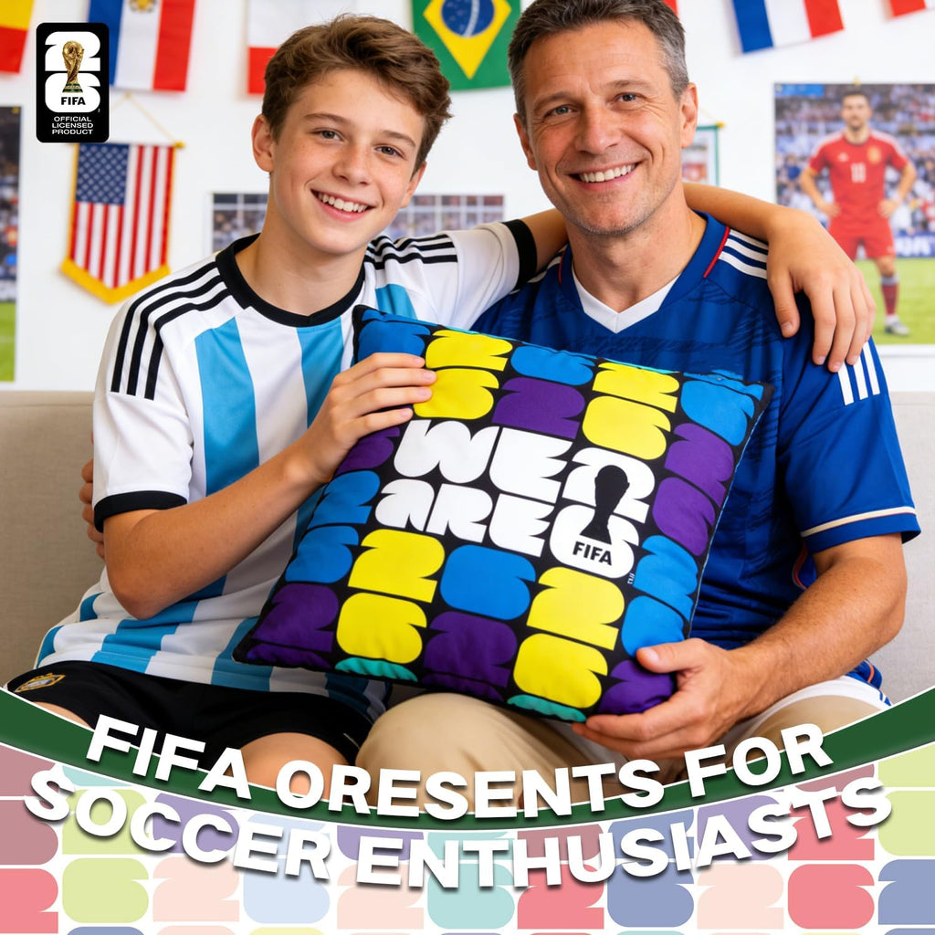 FIFA World Cup 2026 Trophy Throw Pillow - Official FIFA World Cup 2026 Merchandise - 18X18 Inch Plush Pillow Cushion for Bedroom, Sofa, Home Decor - Collectible Gift for Soccer Fans