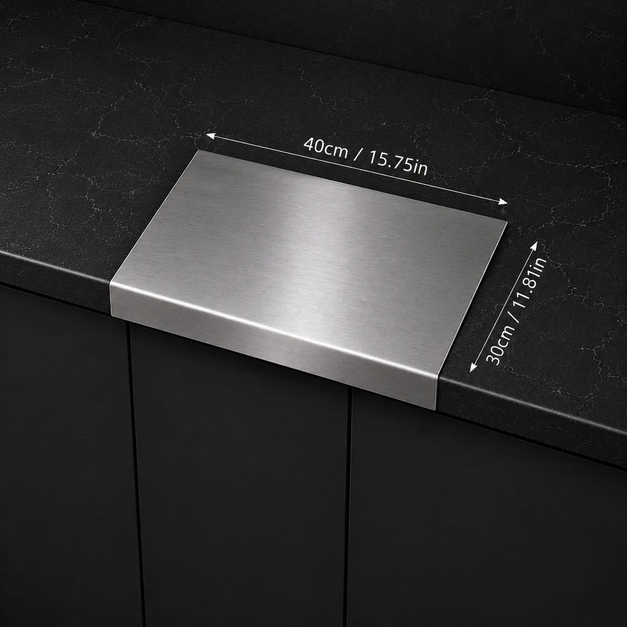 Stainless Steel Chopping Board - Non-Slip Kitchen Cutting Board for Use with Knives, Essential Household Kitchen Accessory Gadget