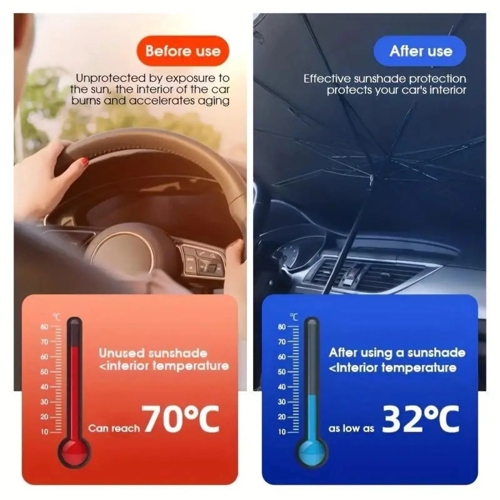 Car Exterior Accessories,Foldable Windshield Sunshade,Portable Car Sunshade, Windshield Sunshade,Daily Car Windshield Cooling Umbrella.