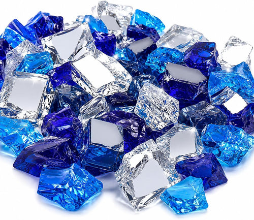 20 Pounds Bahama Blend Fire Glass for Fire Pit - 1/2 Inch High Luster Reflective Tempered Glass Rocks for Natural or Propane Fireplace, Safe for Outdoors and Indoors