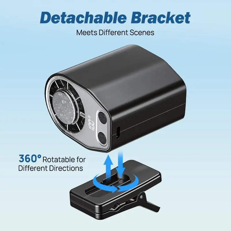 【Fathersdaygift & 3-Days Shipping】Joytutus Semiconductor Cooling Car Clip on Fan - 360° Rotation, 100 Speeds Adjustable, LED Display, USB Rechargeable, Wide Clamp, 16℃ Semi-Cooling, 20Hr 3000Mah Battery, Personal Summer Fan for Car Sunvisor Backseat
