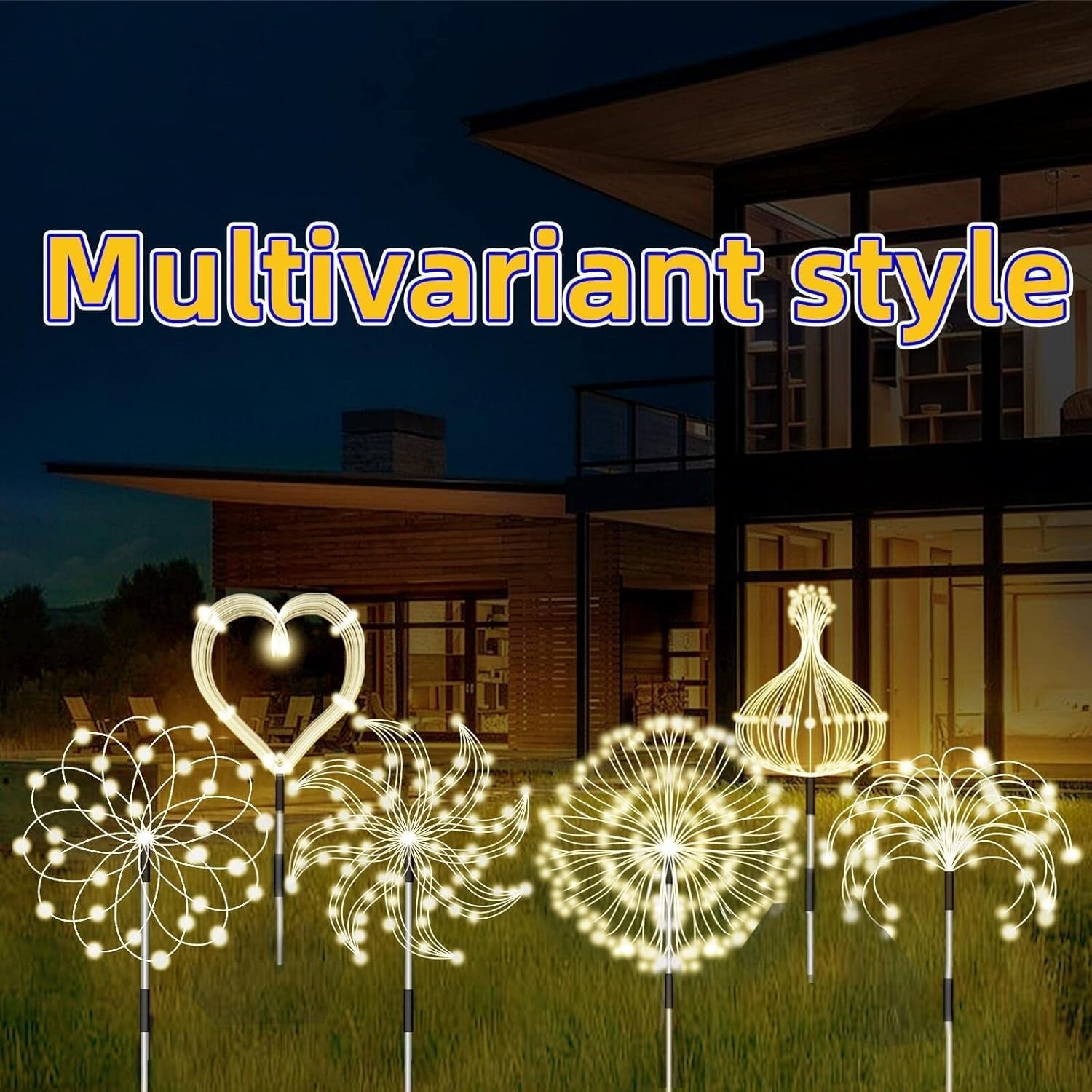 7 Pack Solar Garden Lights, Firework Lights, Solar Light Decorative, 8 Lighting Modes with Remote 120 LED Twinkling Waterproof Landscape Outdoor Decor for Garden Pathway Lawn Decor (Warm White)