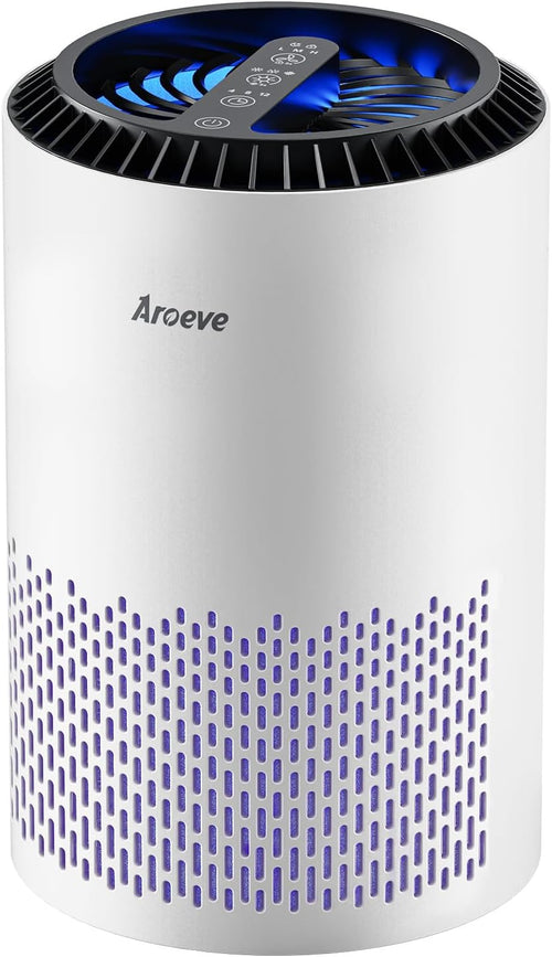 Air Purifiers for Bedroom Home, Air Purifier for Smoke Pollen Dander Hair Smell Air Cleaner with Sleep Mode Speed Control for Bedroom Office, MK01- White(Available for California)