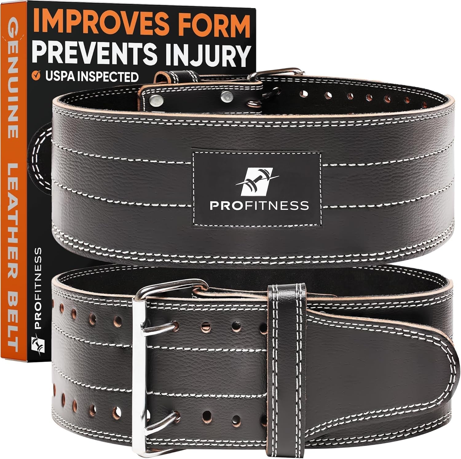 Weight Lifting Belt (5Mm Thick) - Leather Weight Belt for Men & Women - Back Support Squat Belt - Gym Belt for Weightlifting, Powerlifting & Deadlifts | Adjustable Weightlifting Belt