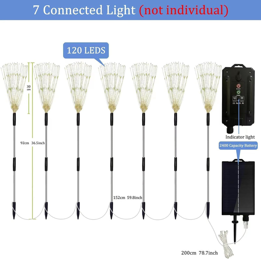 7 Pack Solar Garden Lights, Firework Lights, Solar Light Decorative, 8 Lighting Modes with Remote 120 LED Twinkling Waterproof Landscape Outdoor Decor for Garden Pathway Lawn Decor (Warm White)