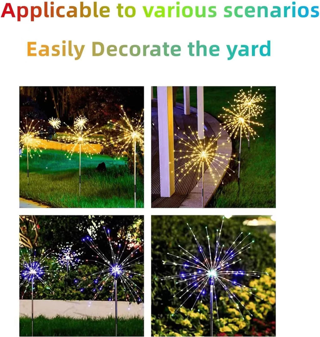7 Pack Solar Garden Lights, Firework Lights, Solar Light Decorative, 8 Lighting Modes with Remote 120 LED Twinkling Waterproof Landscape Outdoor Decor for Garden Pathway Lawn Decor (Warm White)