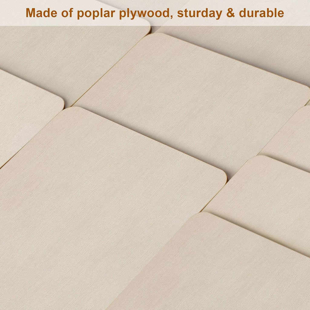 Unfinished Wood Pieces, 50Pcs 6 X 6 Inch Blank Natural Wood Square Wooden Cutouts Board for DIY Crafts Painting, Scrabble Tiles, Coasters, Decoration