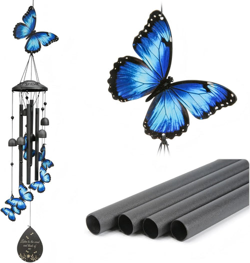 Butterfly Wind Chimes Outdoor Black Metal Windchimes Garden Patio Decor Butterfly Gifts for Women Ideal Memorial/Housewarming/Birthday/Festival Gifts Front Yard Decor