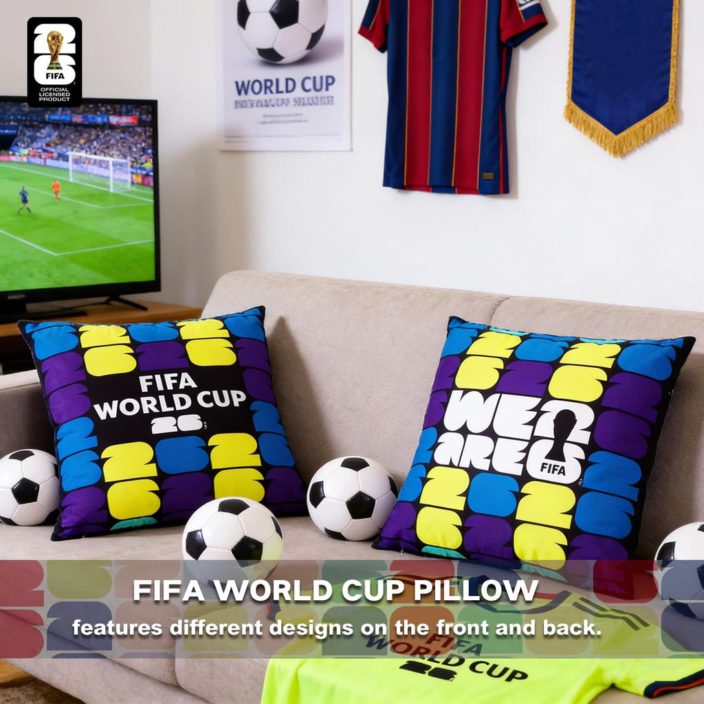 FIFA World Cup 2026 Trophy Throw Pillow - Official FIFA World Cup 2026 Merchandise - 18X18 Inch Plush Pillow Cushion for Bedroom, Sofa, Home Decor - Collectible Gift for Soccer Fans