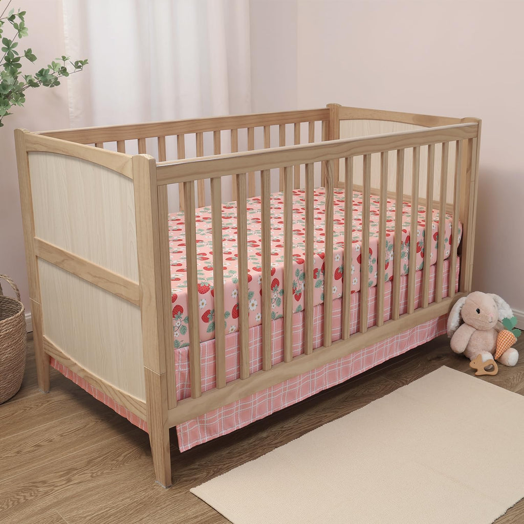 Strawberry Sweet 3-Piece Baby Girl Crib Bedding Set – Pink Nursery Bedding, Crib Comforter & Decor for Newborns and Toddlers