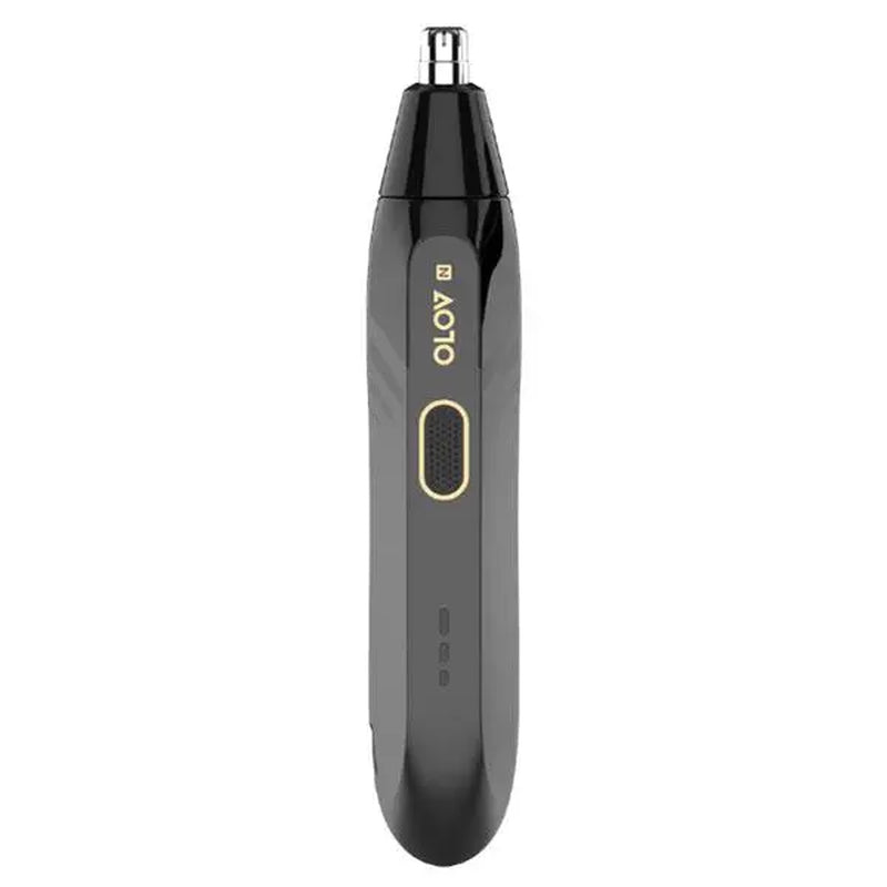 [Fathersdaygift] OLOV N Electric Nose Hair Trimmer - Waterproof & USB-C Rechargeable, Stainless Steel Blades, 360° Dual-Blade System, Matte Rubber Handle, Easy Clean, Black Gold