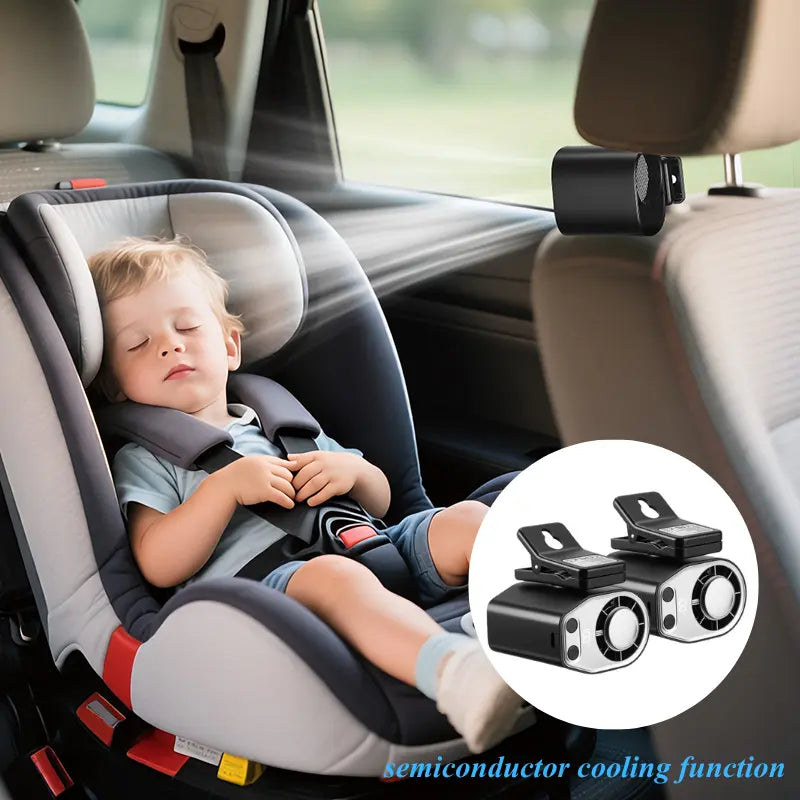 【Fathersdaygift & 3-Days Shipping】Joytutus Semiconductor Cooling Car Clip on Fan - 360° Rotation, 100 Speeds Adjustable, LED Display, USB Rechargeable, Wide Clamp, 16℃ Semi-Cooling, 20Hr 3000Mah Battery, Personal Summer Fan for Car Sunvisor Backseat