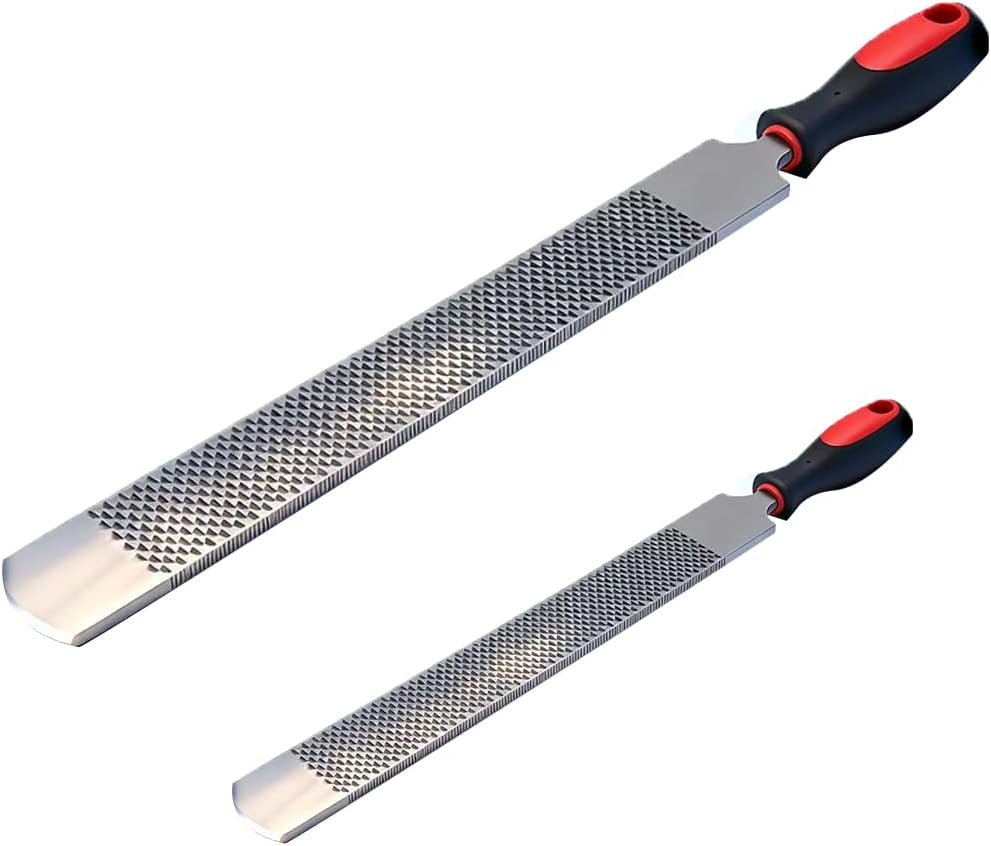 18 Inch Hoof Rasp & 14 Inch Farrier Rasp File with Rubber Handle, 2 Pack Rasp File, 18 and 14 Inch, Strong Carbon Steel Farrier File Tool, Suitable for Horse/Goat/Cow/Donkey/Animal Hooves