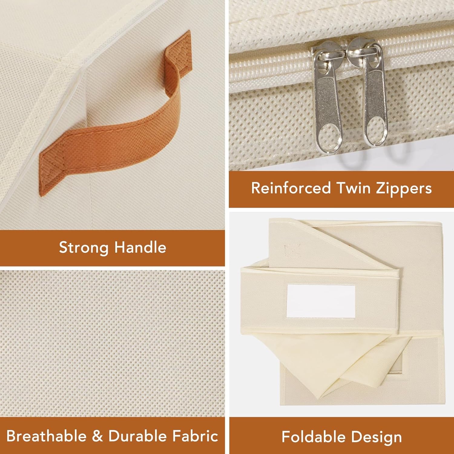 2 Pcs Extra Large Hat Organizer & Storage Box for Baseball Cap with Dual Clear Windows Dust-Proof Double Zipper, Stackable Design & Sturdy Handles for Closet, Beige