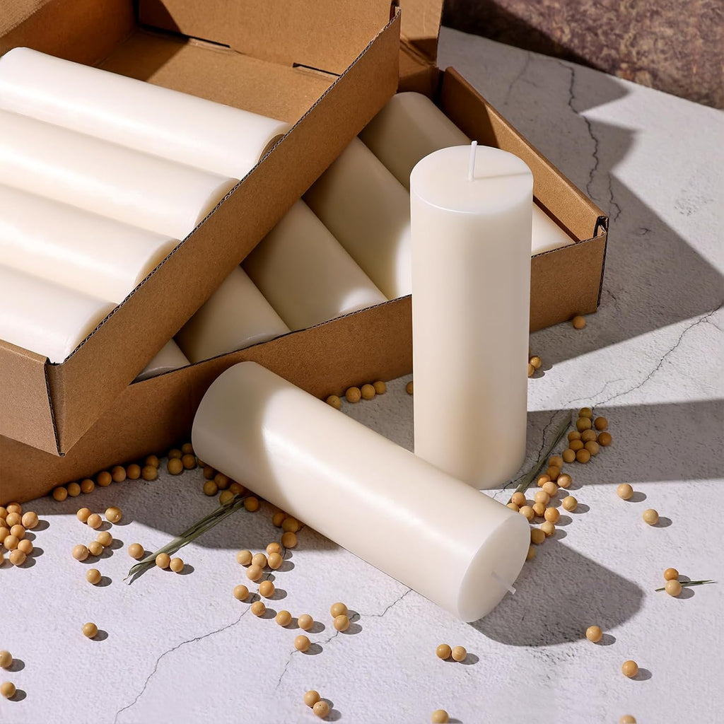 6 Pack Soy Wax Pillar Candles-2X6 Inch White Unscented Pillars-Total 300 Hours Long Burning,Non-Toxic Dripless Smokeless-Natural Soybean Candles for Wedding Centerpieces,Home,Prayer,Emergency