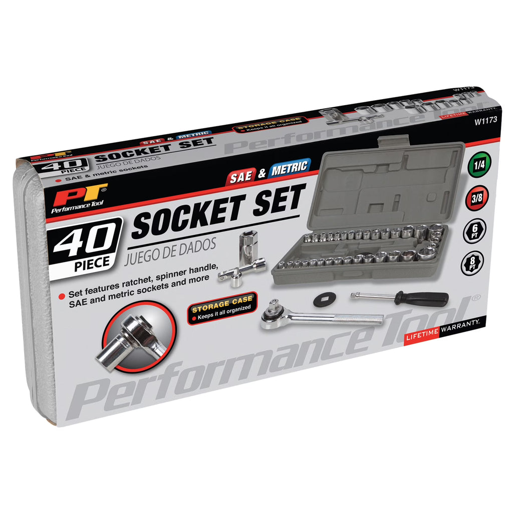 W1173 Sae/Metric 40-Piece SAE and Metric Socket Set, 1/4-Inch & 3/8-Inch Drive
