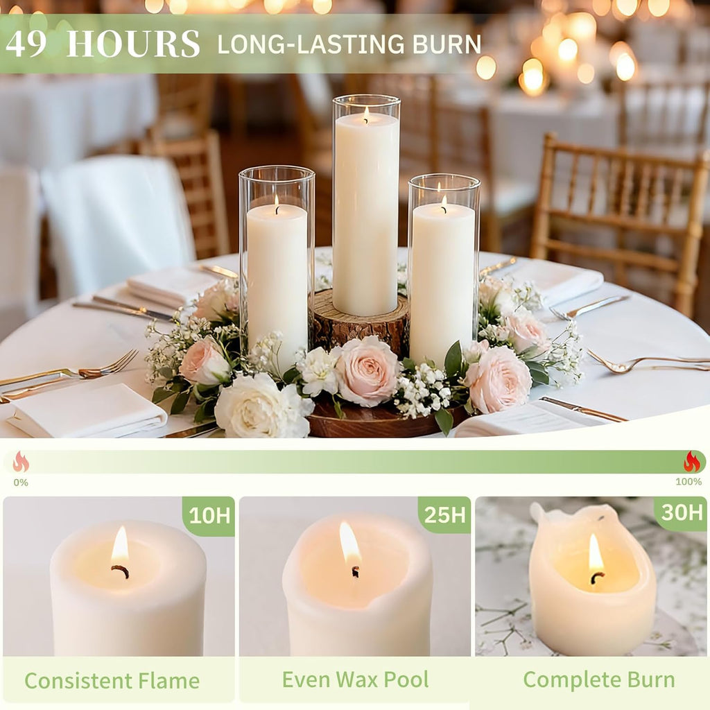6 Pack Soy Wax Pillar Candles-2X6 Inch White Unscented Pillars-Total 300 Hours Long Burning,Non-Toxic Dripless Smokeless-Natural Soybean Candles for Wedding Centerpieces,Home,Prayer,Emergency