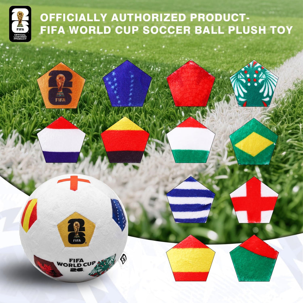 FIFA World Cup 2026 Soccer Ball Plush for Kids - Official 11.8Inch Soccer Plush Toy Pillow with Trophy Design - Soft Soccer Stuffed Animal for Room Decor, World Cup 2026 Merchandise