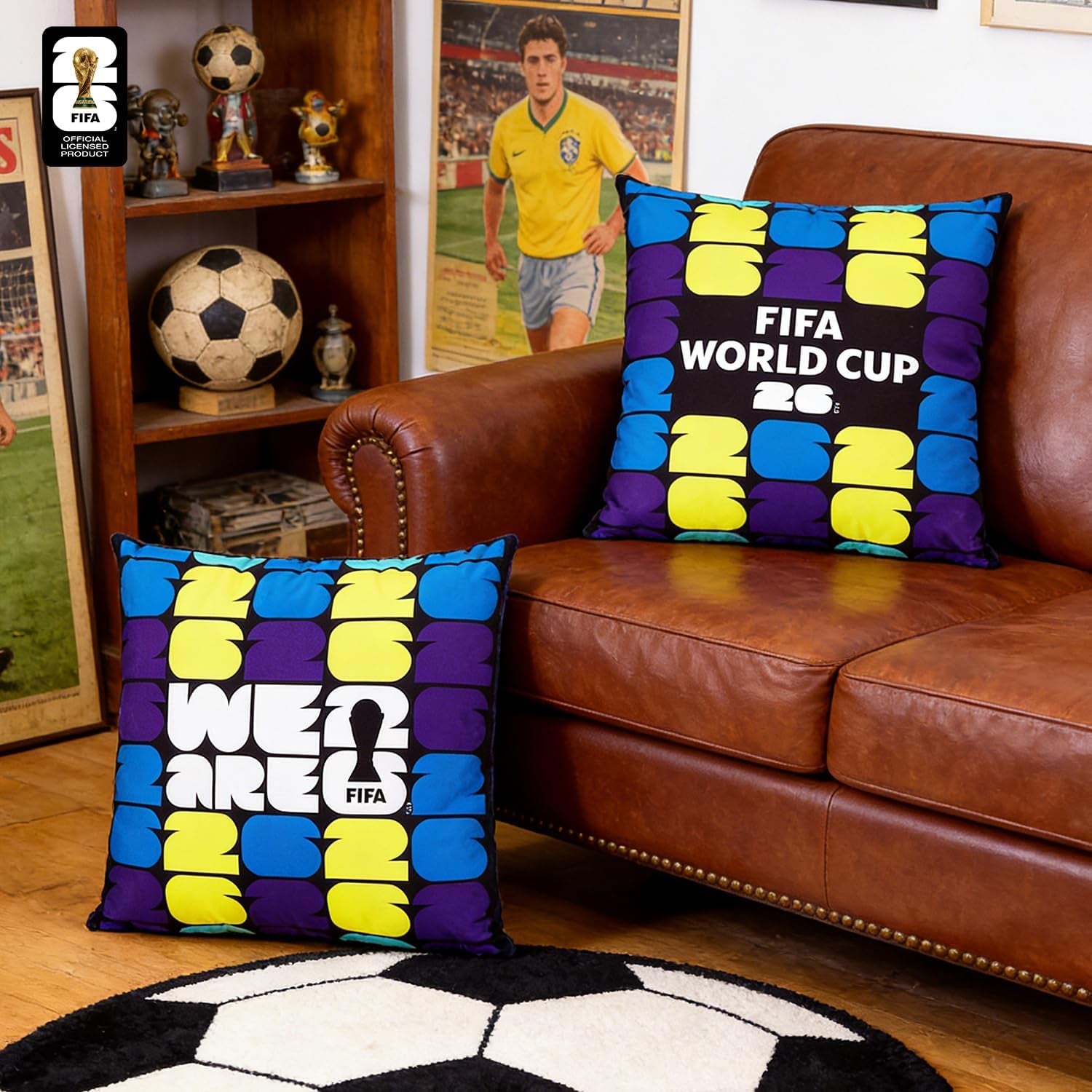 FIFA World Cup 2026 Trophy Throw Pillow - Official FIFA World Cup 2026 Merchandise - 18X18 Inch Plush Pillow Cushion for Bedroom, Sofa, Home Decor - Collectible Gift for Soccer Fans