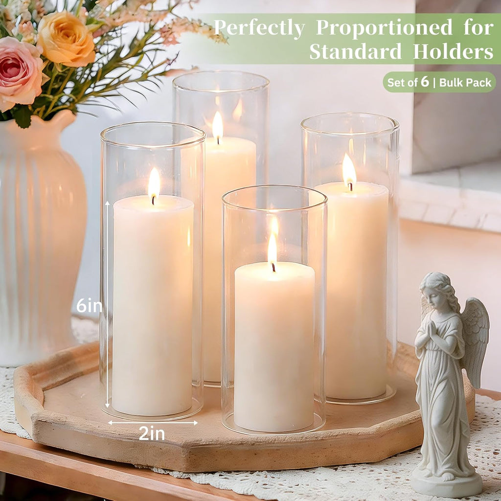 6 Pack Soy Wax Pillar Candles-2X6 Inch White Unscented Pillars-Total 300 Hours Long Burning,Non-Toxic Dripless Smokeless-Natural Soybean Candles for Wedding Centerpieces,Home,Prayer,Emergency