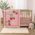 Strawberry Sweet 3-Piece Baby Girl Crib Bedding Set – Pink Nursery Bedding, Crib Comforter & Decor for Newborns and Toddlers