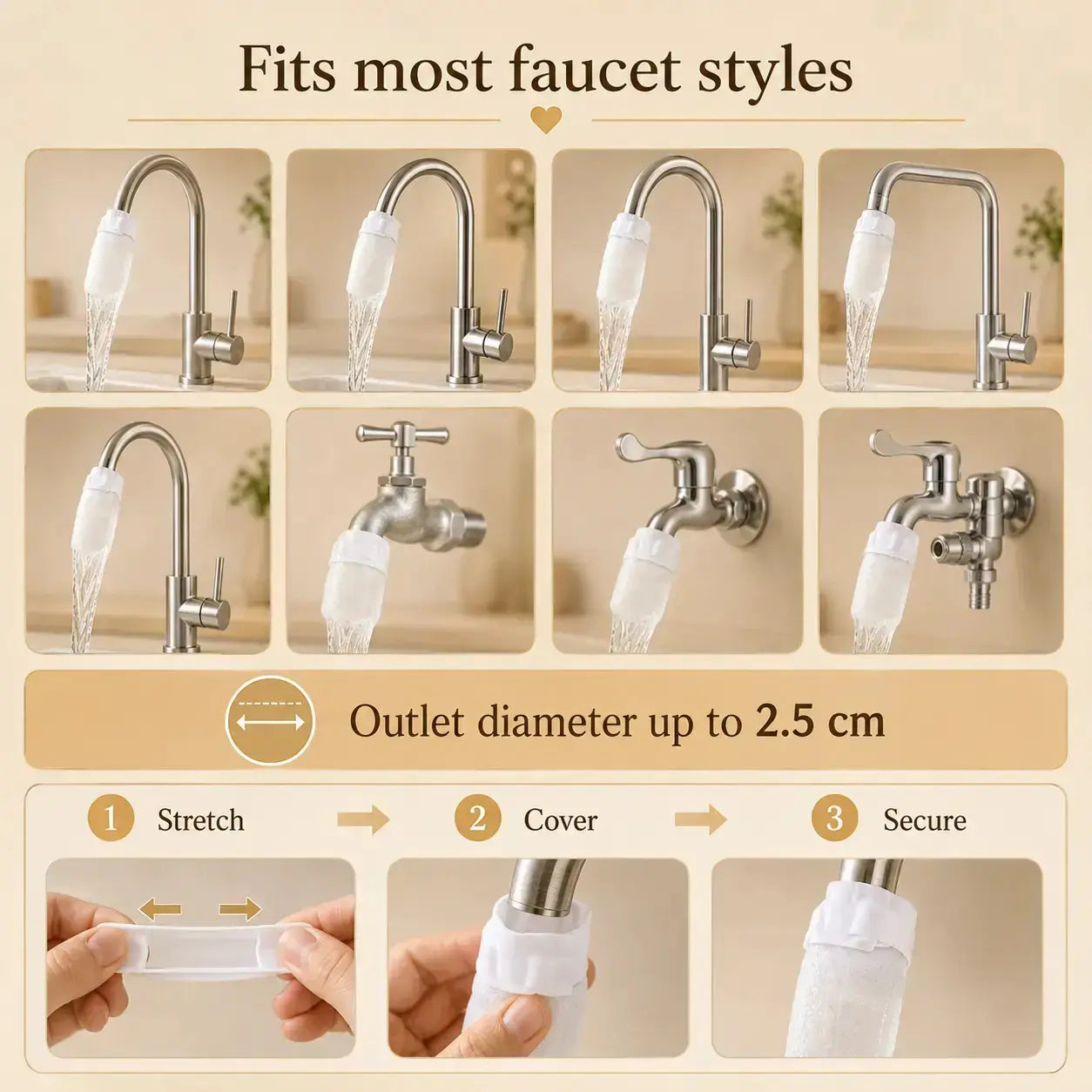 Faucet Water Filter Bag for Kitchen Sink, Removes Rust & Impurities, Reusable Purifier Pouch for Tap Water, Spring Water, Camping & Travel