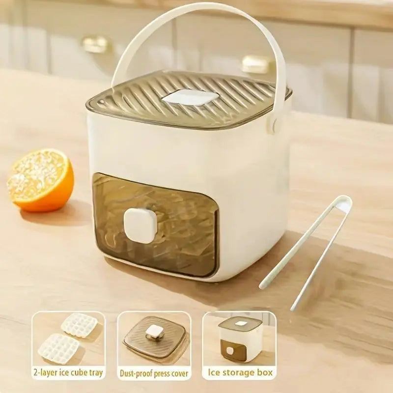 Handheld Ice Bucket, 48-Cell Ice Cube Tray, Ice Mold, Freezing Tool — Food-Grade, Large-Capacity, Home Press-Type Ice Cube Tray